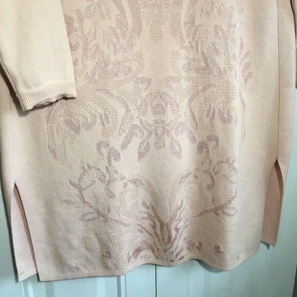 CHICO'S jacquard sz 3 xl open front long knit cardigan pink 18" back shoulder - Picture 5 of 6